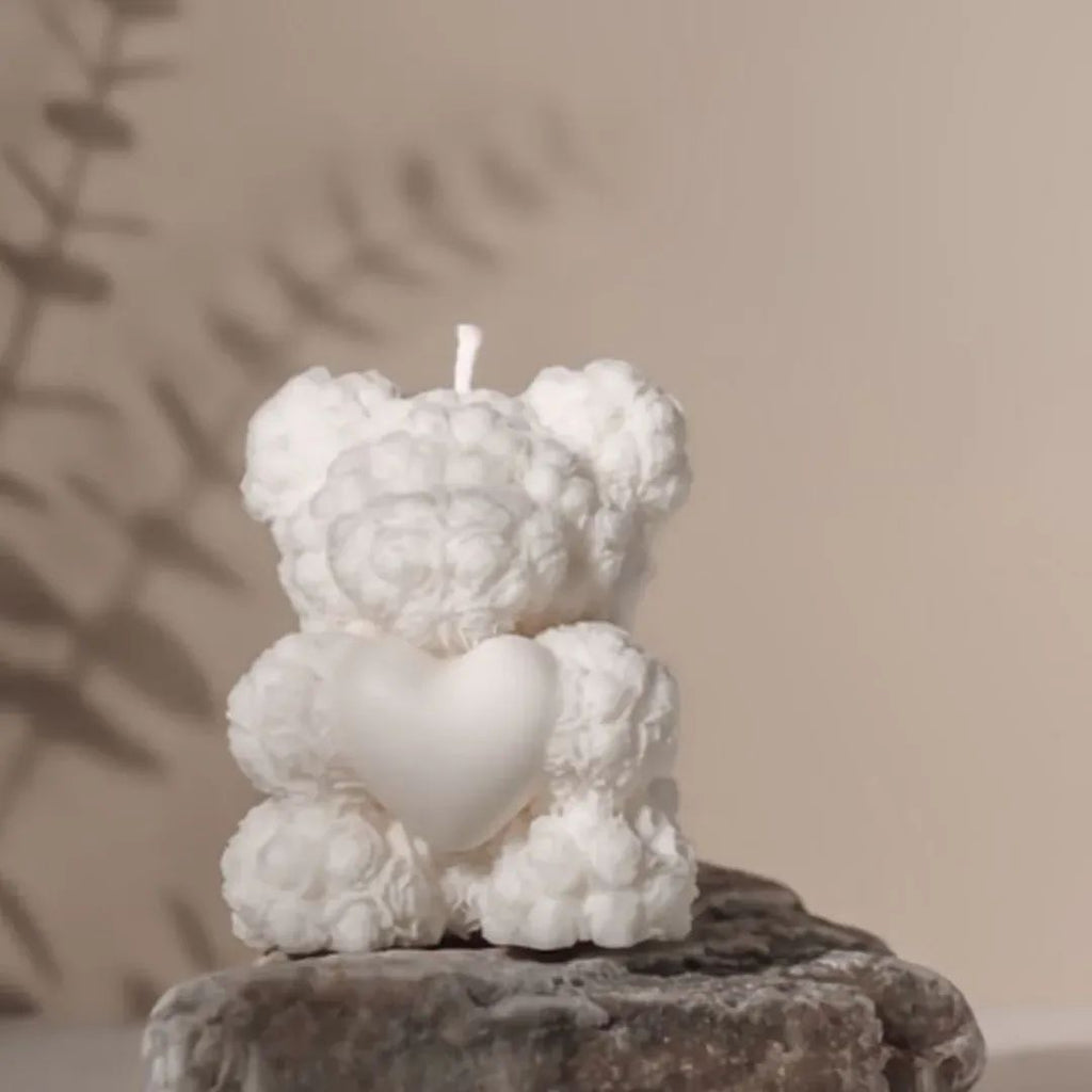 Handmade Teddy Bear Candle Set of 4- Scented Candles for Valentine's Day & Teddy Day Decor